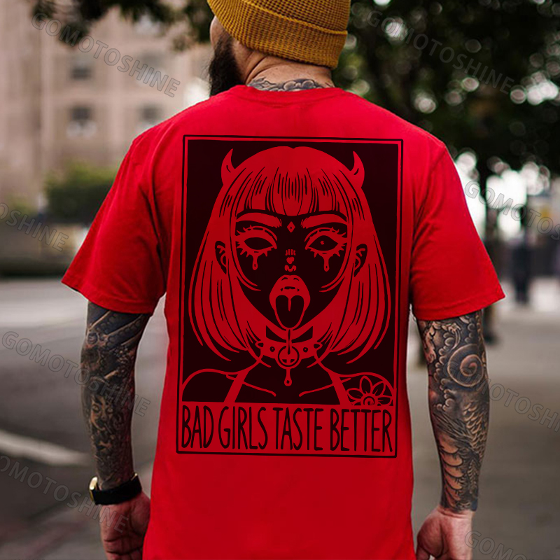 BAD GIRLS TASTE BETTER Devil Girl Print Men's T-Shirt