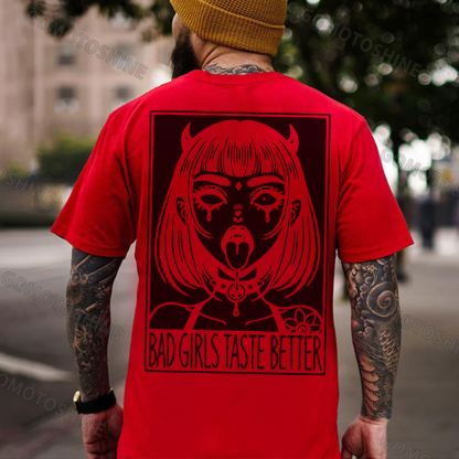 BAD GIRLS TASTE BETTER Devil Girl Print Men's T-Shirt