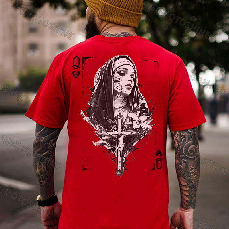 Poker Q Evil Nun Print Men's T-Shirt