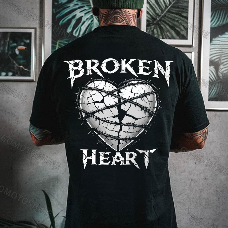 BROKEN HEART Thorn Heart Print Men's T-Shirt