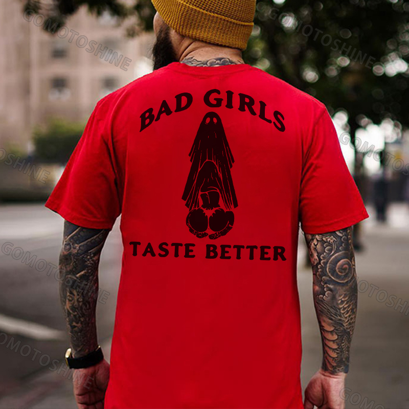 BAD GIRLS TASTE BETTER Naughty Ghost Oral Sex Print Men's T-Shirt