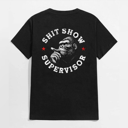 SHIT SHOW SUPERVISOR Chimpanzee Black Print T-shirt