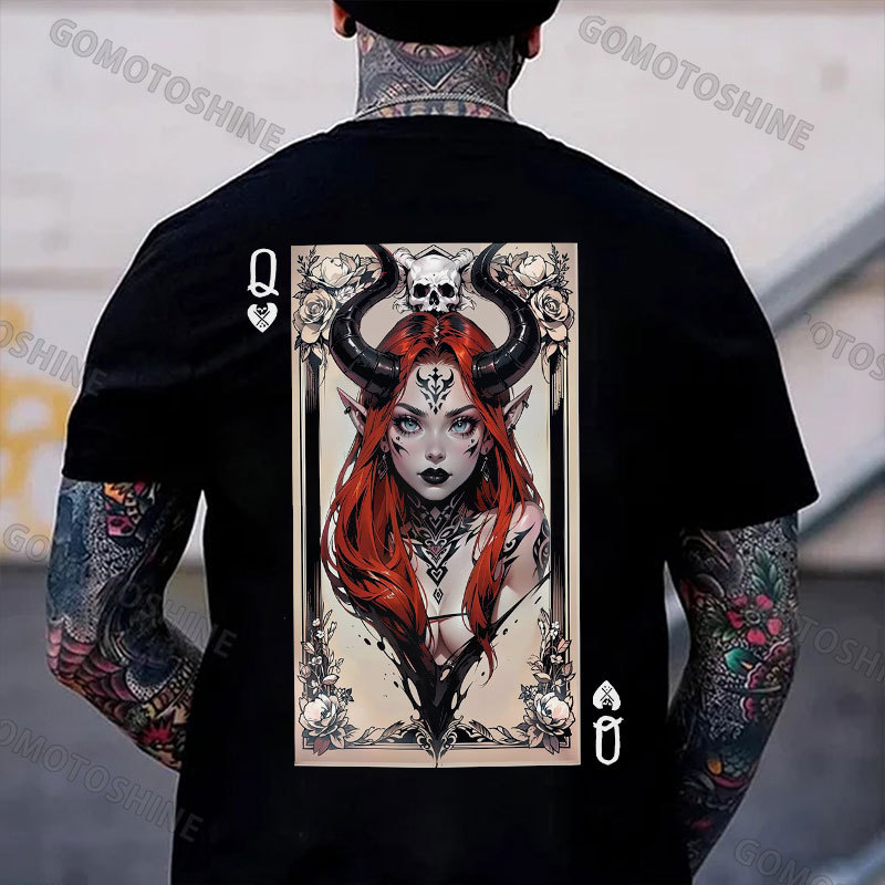POKER Q Sexy Devil Girl Print Men's T-Shirt