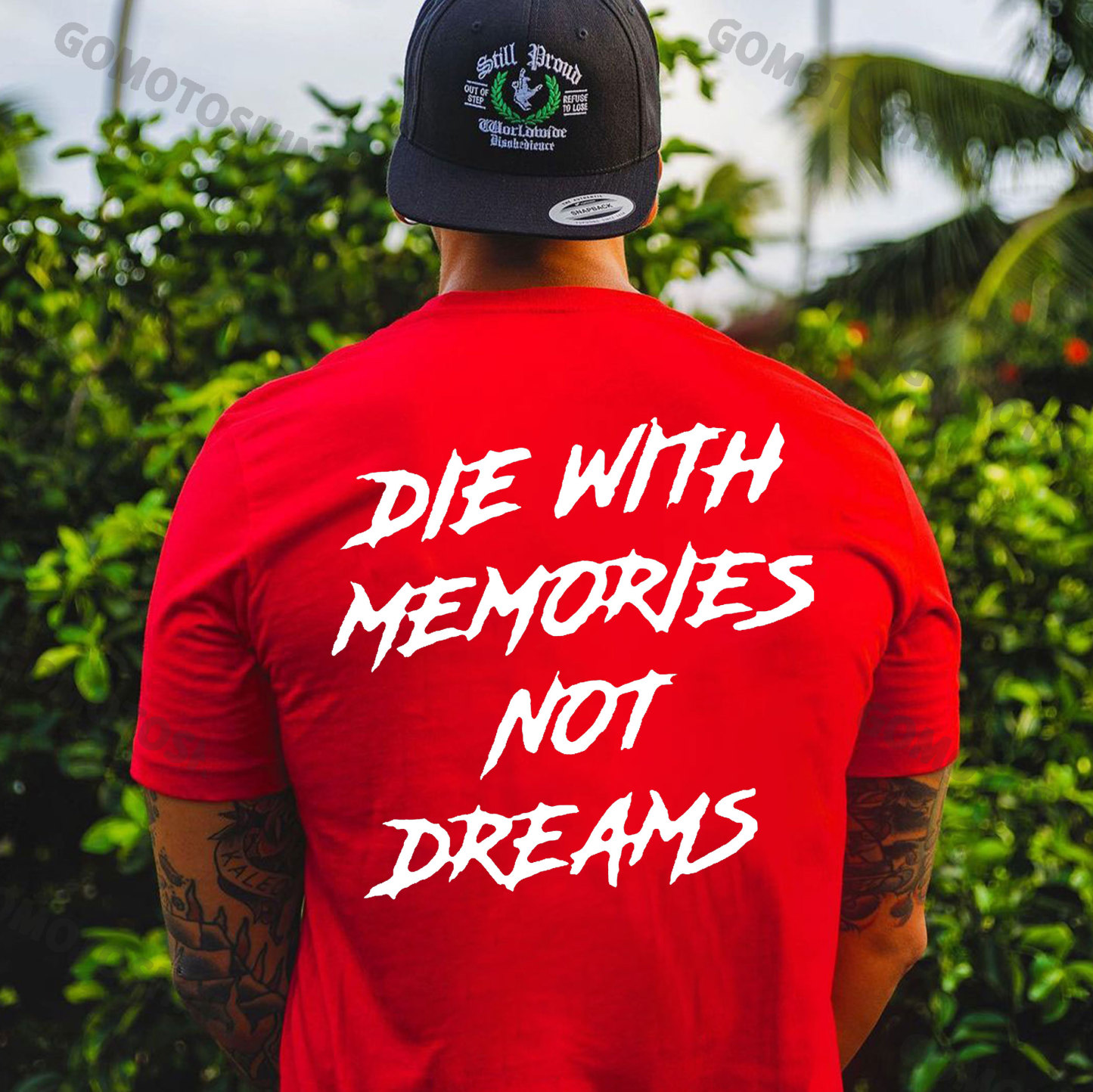 DIE WITH MEMORIES NOT DREAMS Letters Modern Style White and Black Print T-shirt