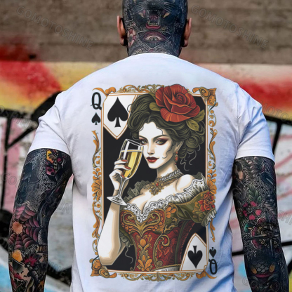 POKER Q Spades Sexy Queen Print Men's T-Shirt