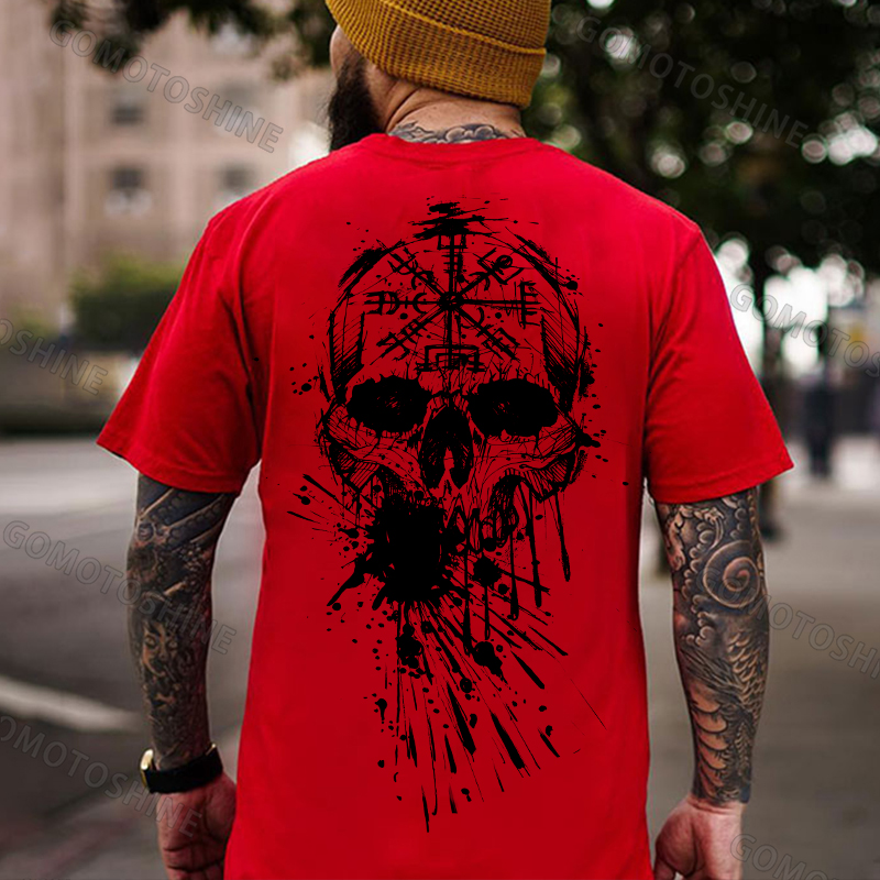 Runes Skull Print Men's T-Shirt