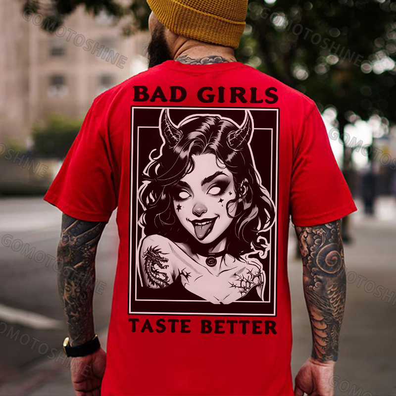 BAD GIRLS TASTE BETTER Devil Girl Print Men's T-Shirt