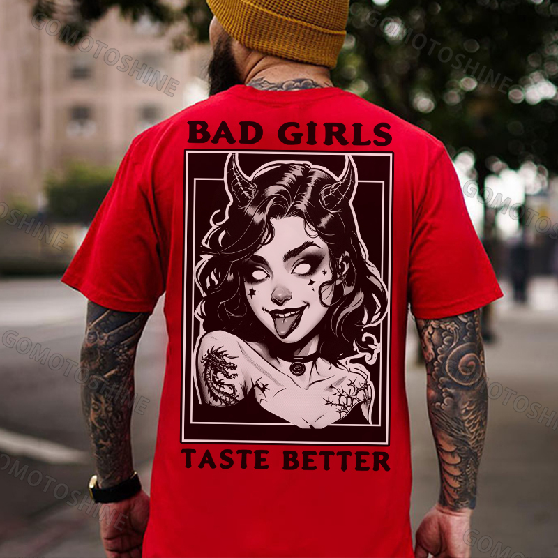 BAD GIRLS TASTE BETTER Devil Girl Print Men's T-Shirt