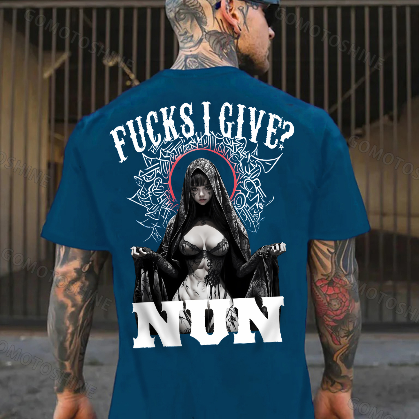 FUCKS I GIVE NUN Runes Sexy Nun Print Men's T-Shirt
