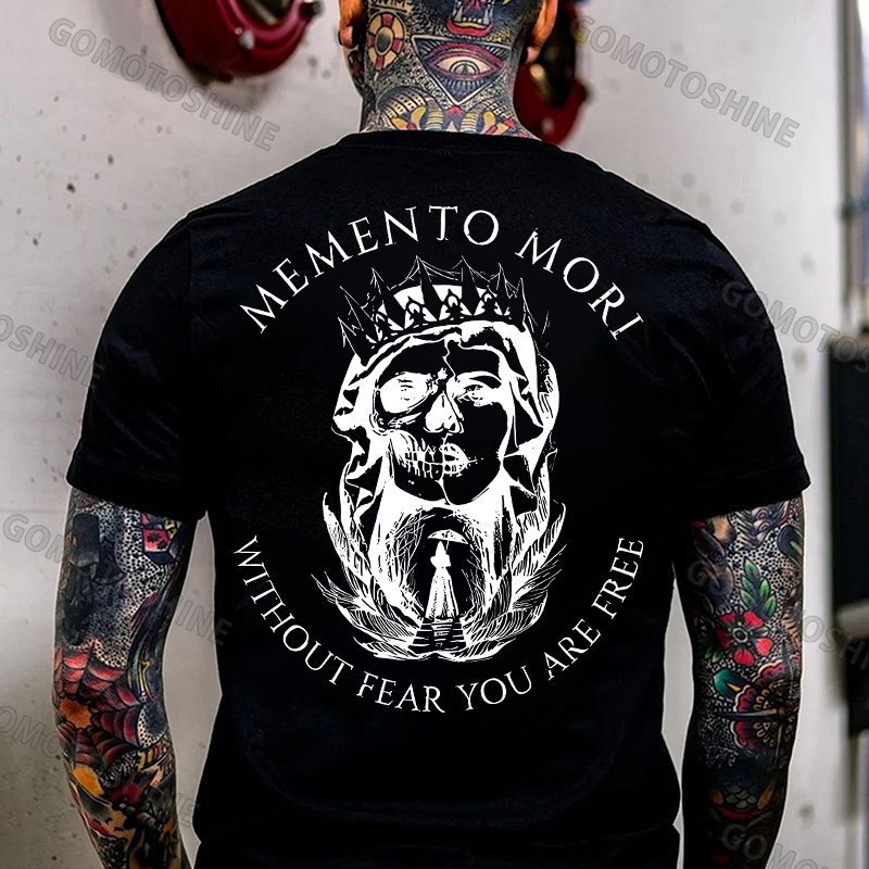 MEMENTO MORI WITHOUT FEAR YOU ARE FREE Skull Queen Print Men's T-shirt
