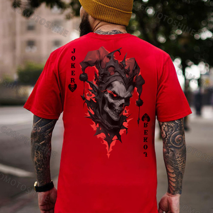 POKER JOKER Evil Skull Print Men's T-Shirt