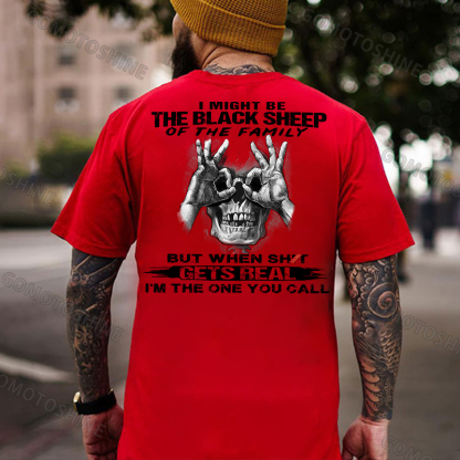 I MIGHT BE THE BLACK SHEEP OF THE FAMILY Skull With OK Print Men's T-Shirt