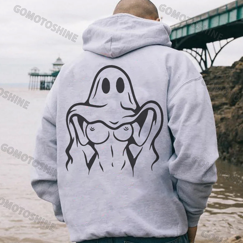 Naughty Ghost with Sexy Boobs Graphic Print Hoodie
