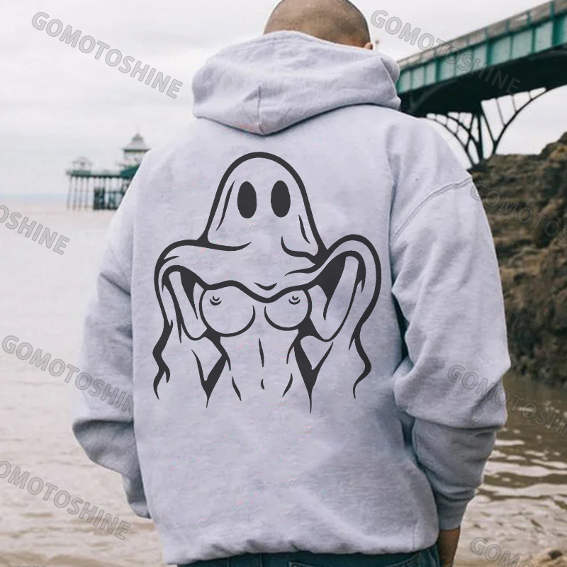 Naughty Ghost with Sexy Boobs Graphic Print Hoodie