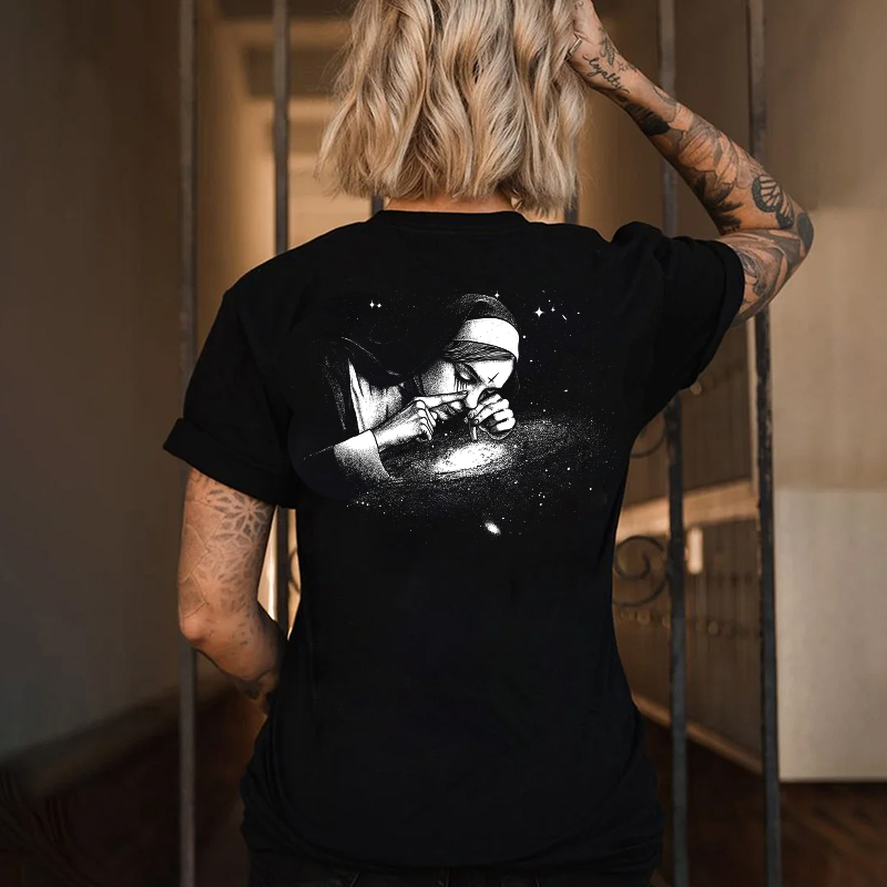 Nun Smoking Print Women's T-shirt