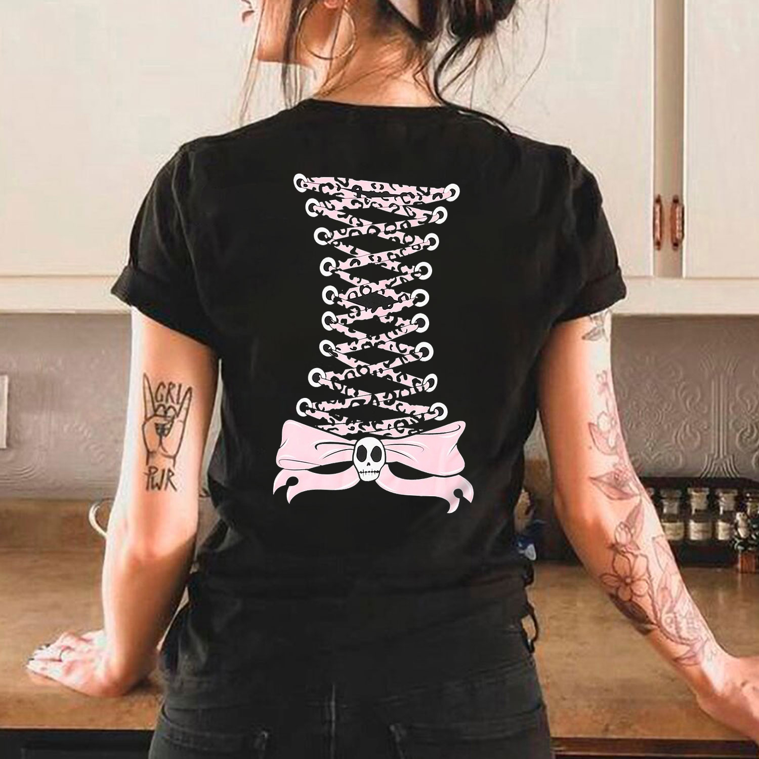 SHOELACE Skull Print Women's T-shirt