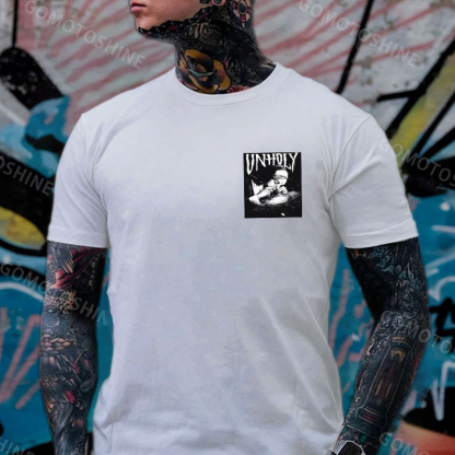 UNHOLY Nun Smoking Dark Style Black Print T-shirt