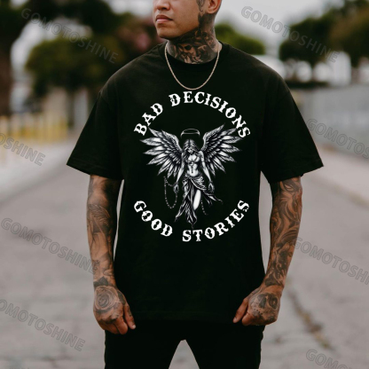 BAD DECISIONS GOOD STORIES Imprisoned Angel Print Men's T-Shirt