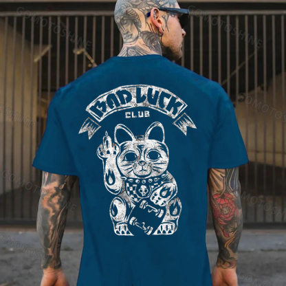 BAD LUCK CLUB Lucky Cat Print Men's T-Shirt
