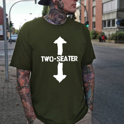 TWO-SEATER Double Arrow Simple Casual Graphic Black Print T-shirt