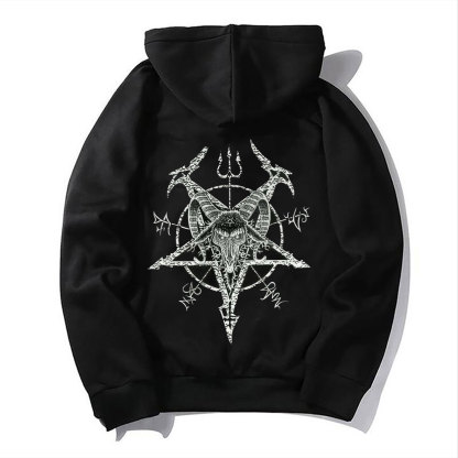 Beast Head and Spear Ancient Black Print Hoodie