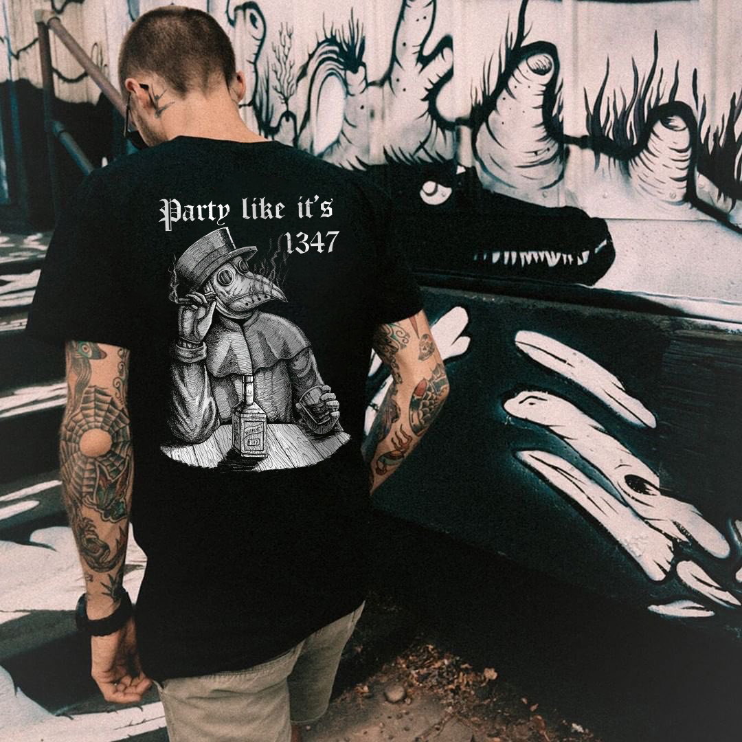 PARTY LIKE IT'S 1347 Doctor Crow Black Print T-Shirt