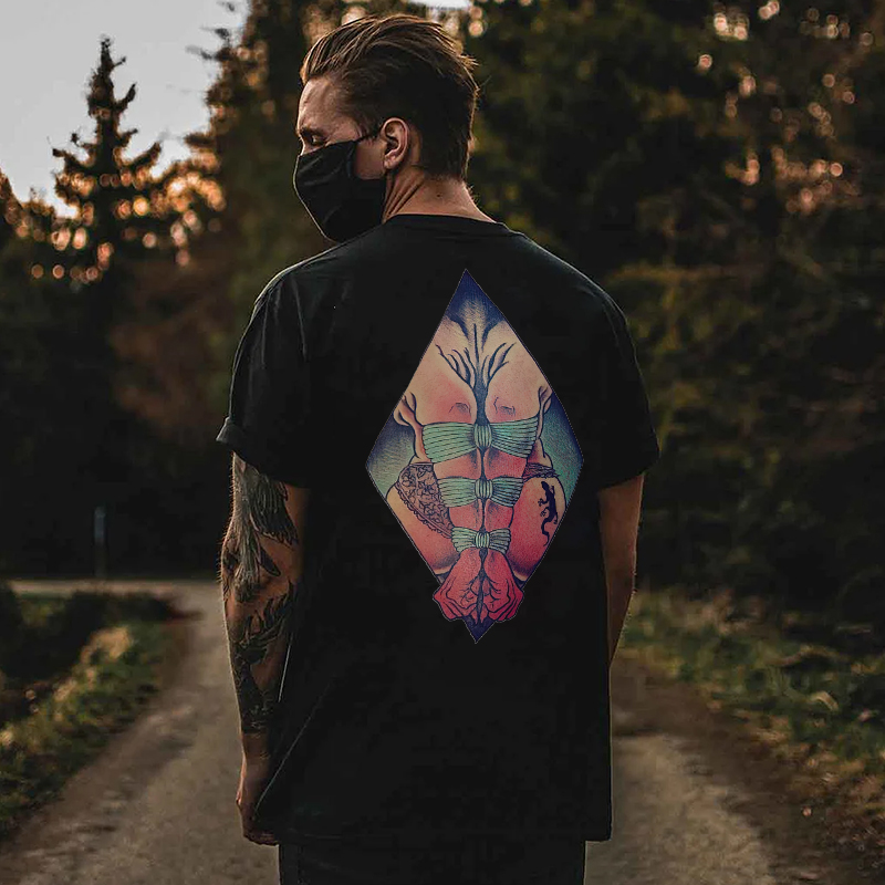 A Sexy Lady with Her Hands Tied Print T-shirt