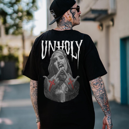 UNHOLY Defiant Nun Bad Religion Black Print T-shirt