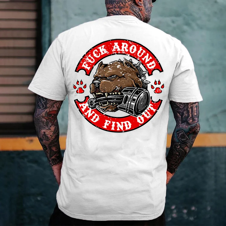 FUCK AROUND AND FIND OUT Hound Print Men's T-shirt