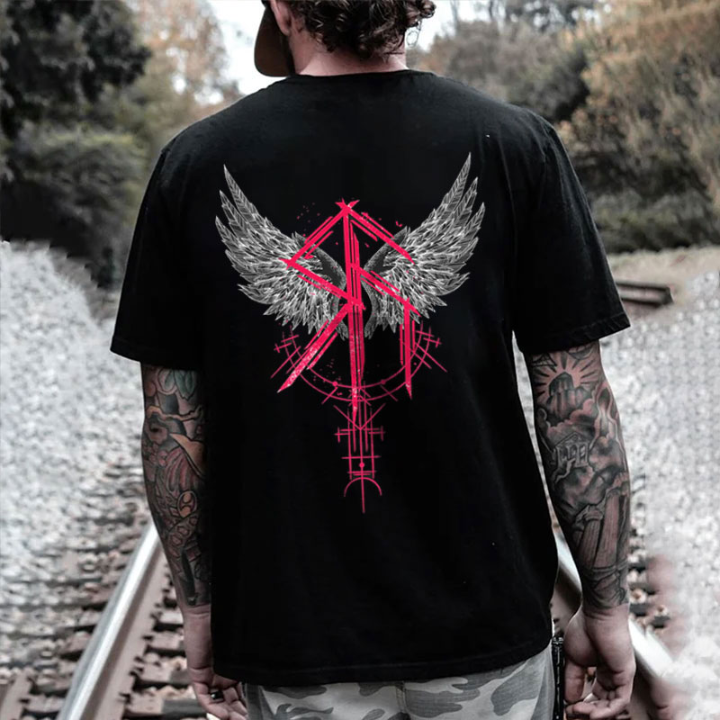 Rune Wing Black Print T-shirt