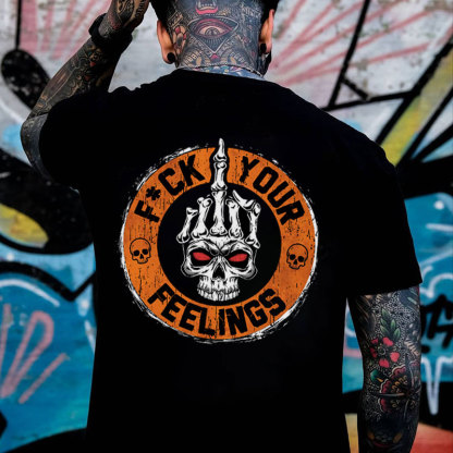 FUCK YOUR FEELINGS Skull Bone Hand Print Men's T-shirt
