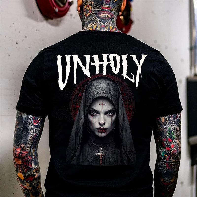 UNHOLY Bleeding Nun Print Men's T-Shirt