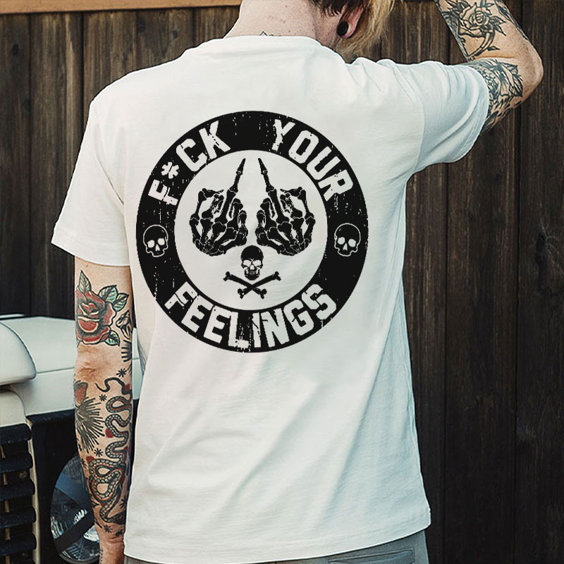 FUCK YOUR FEELINGS Bone Hand Print Men's T-Shirt