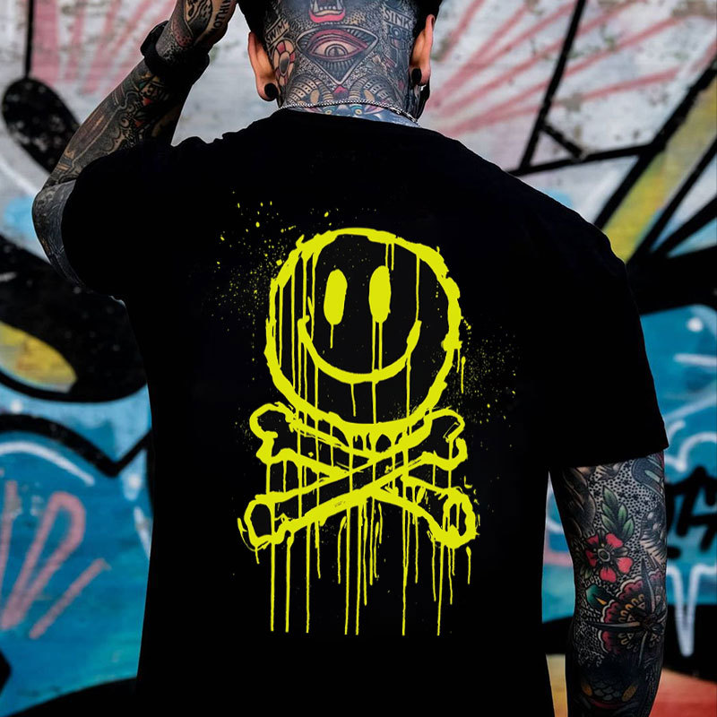 Melting Smile Emoji Print Men's T-Shirt