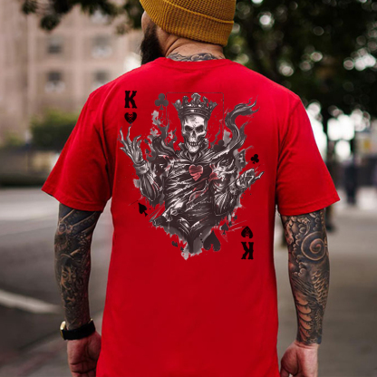 Poker K Skeleton King Print Men's T-Shirt