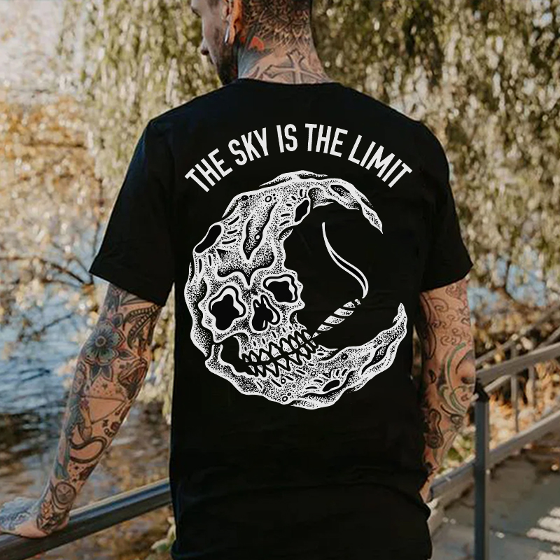 THE SKY IS THE LIMIT Moon Skull Print Men's T-Shirt