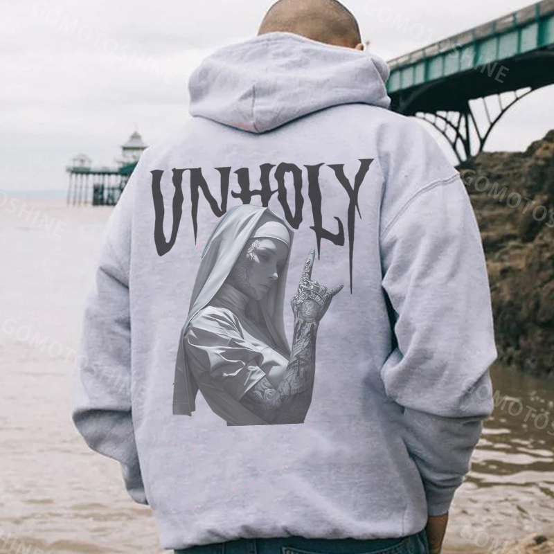 UNHOLY Tattooed Nun Black Print Hoodie