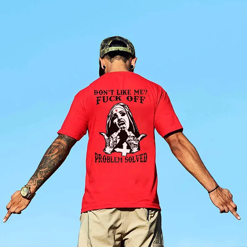 DON'T LIKE ME Defiant Nun Black Print T-Shirt