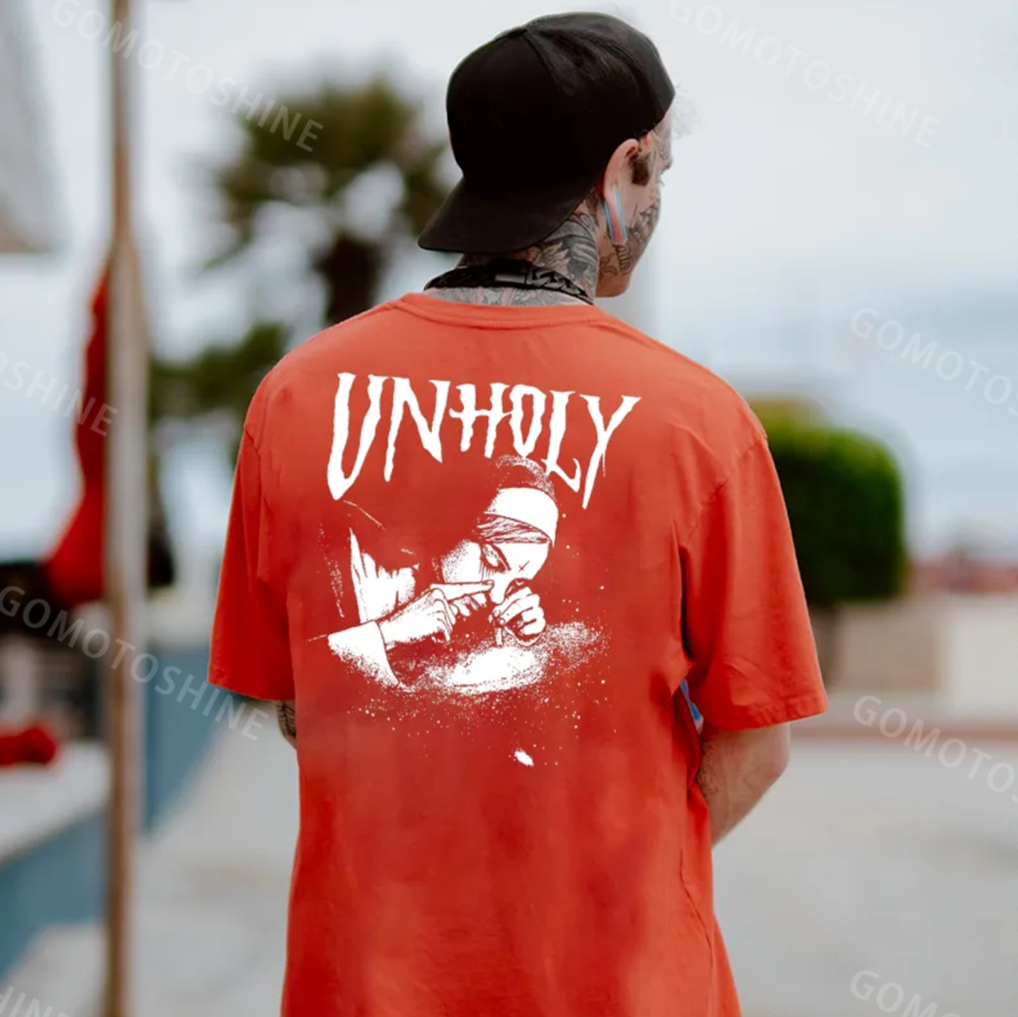 UNHOLY Nun Smoking Dark Style Black Print T-shirt