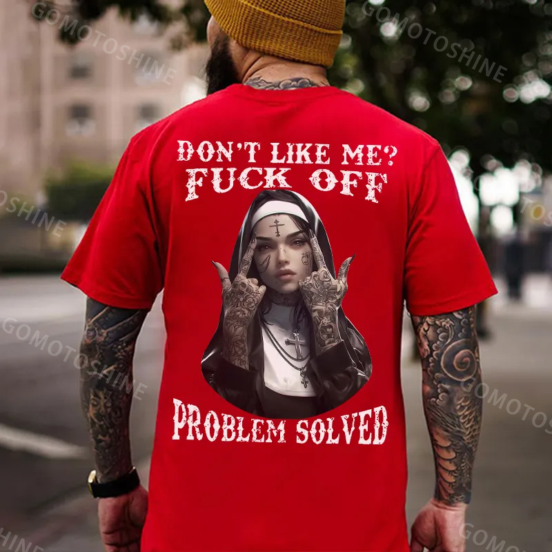 DON'T LIKE ME F*CK OFF Defiant Nun Print Men's T-Shirt Image - 8