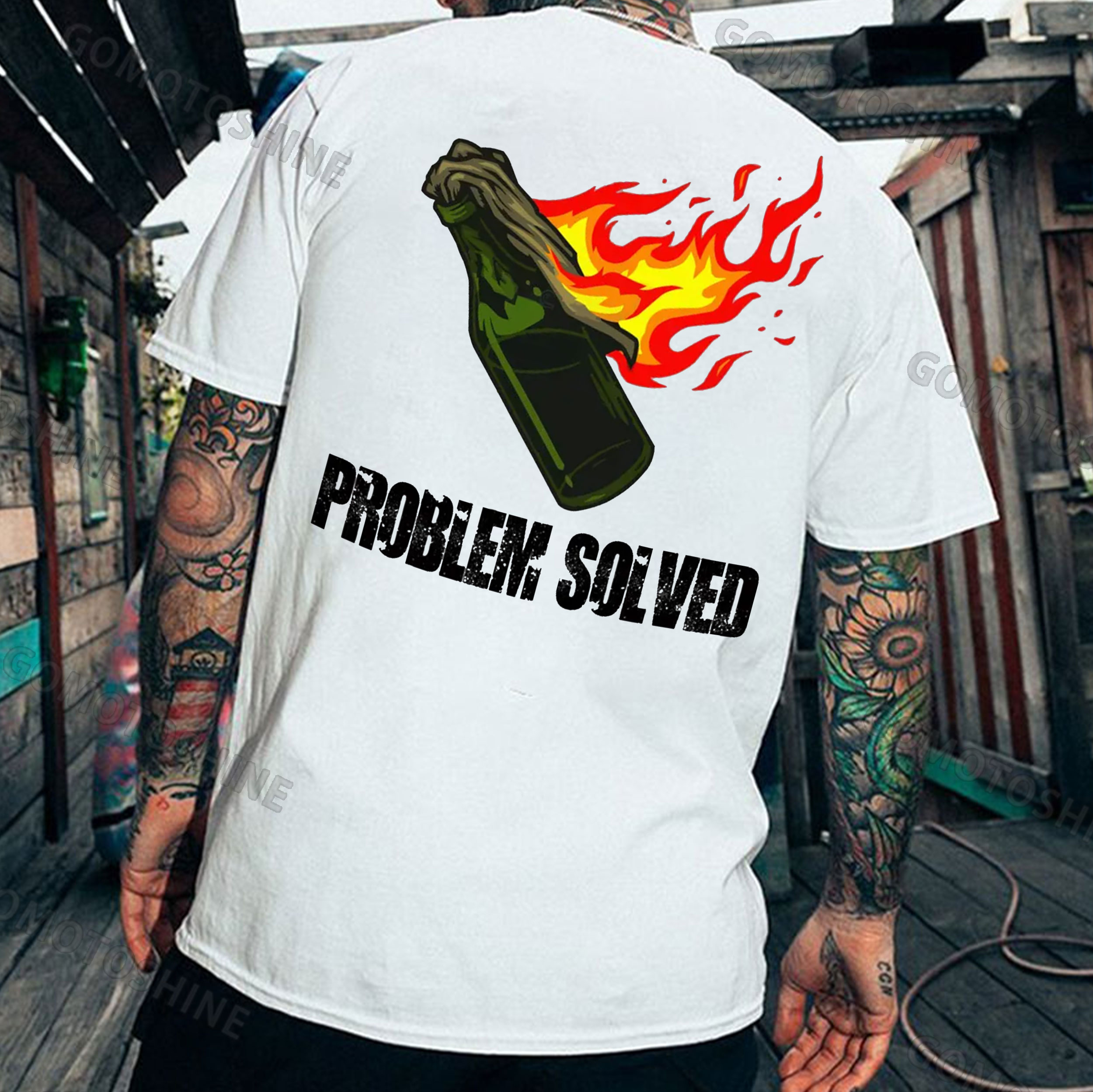 PROBLEM SOLVED Molotov Cocktail Print Men's T-Shirt