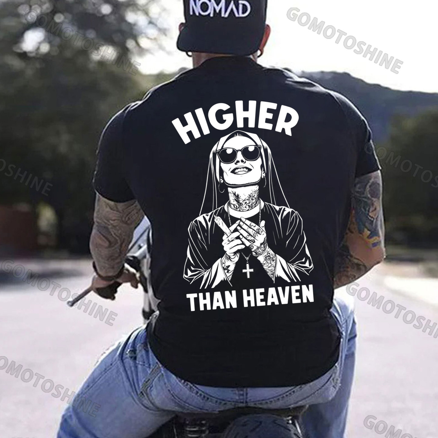 HIGHER THAN HEAVEN Gangster Nun Print Men's T-Shirt