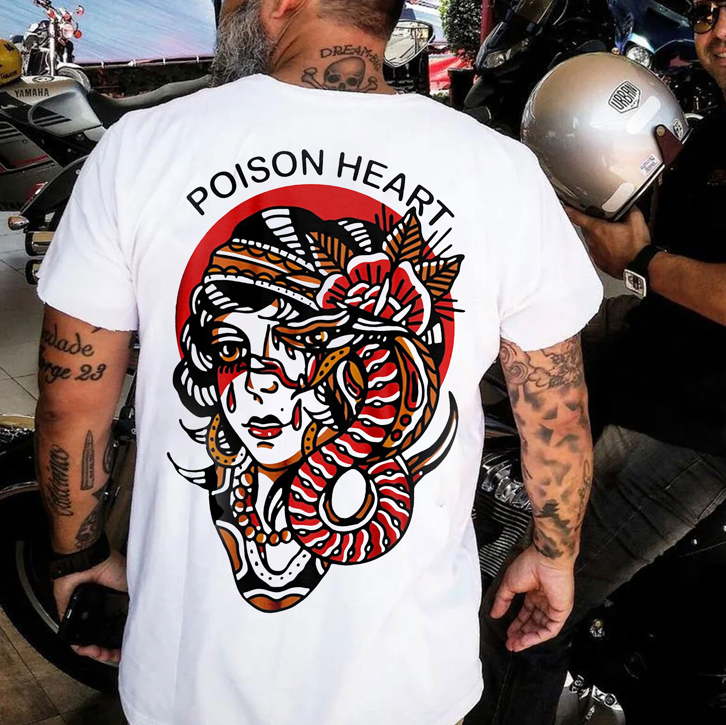 POISON HEART Apple of Sodom Graphic White Print T-shirt