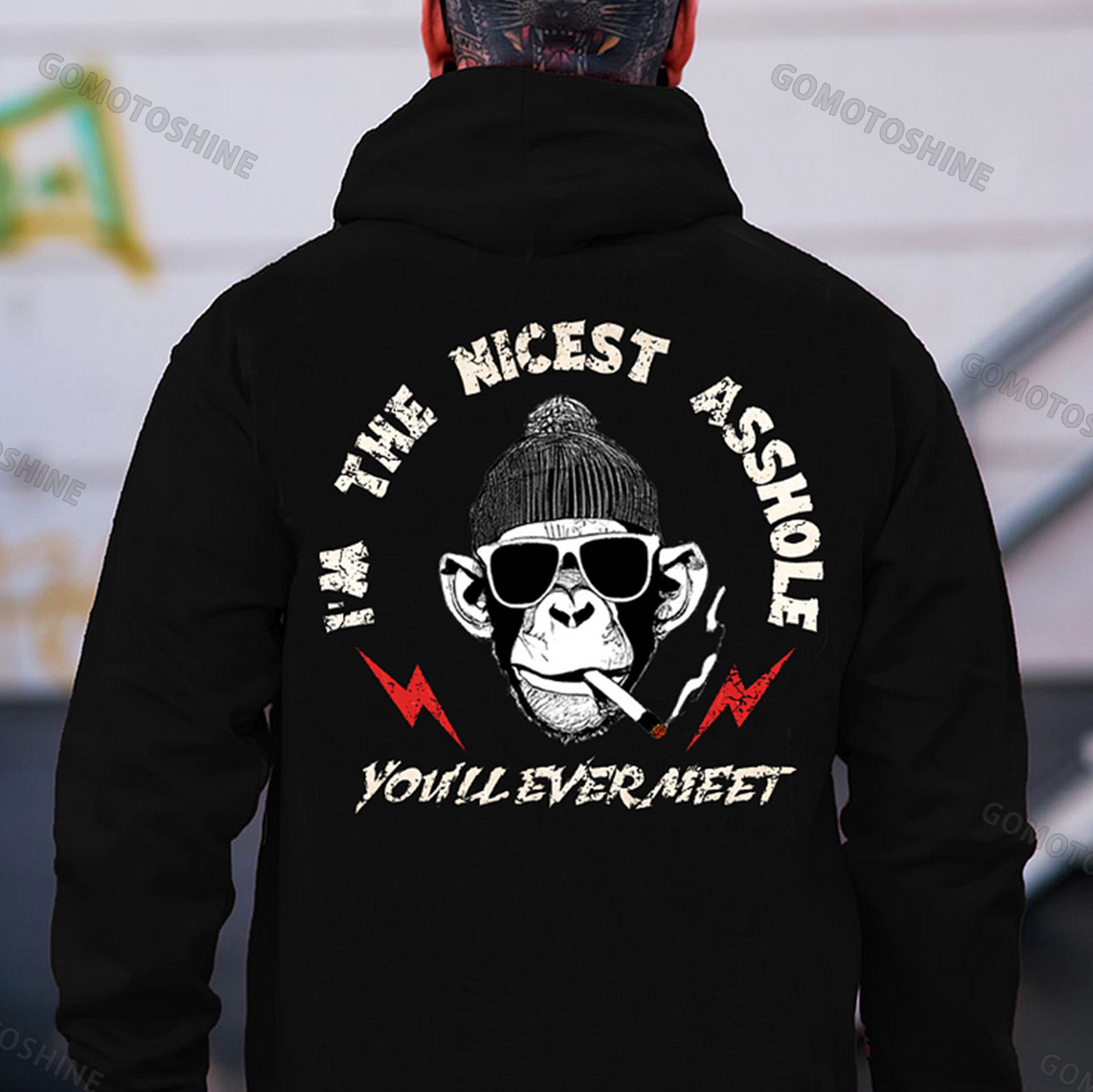 I'M THE NICEST ASSHOLE Monkey Print Men's Hoodie