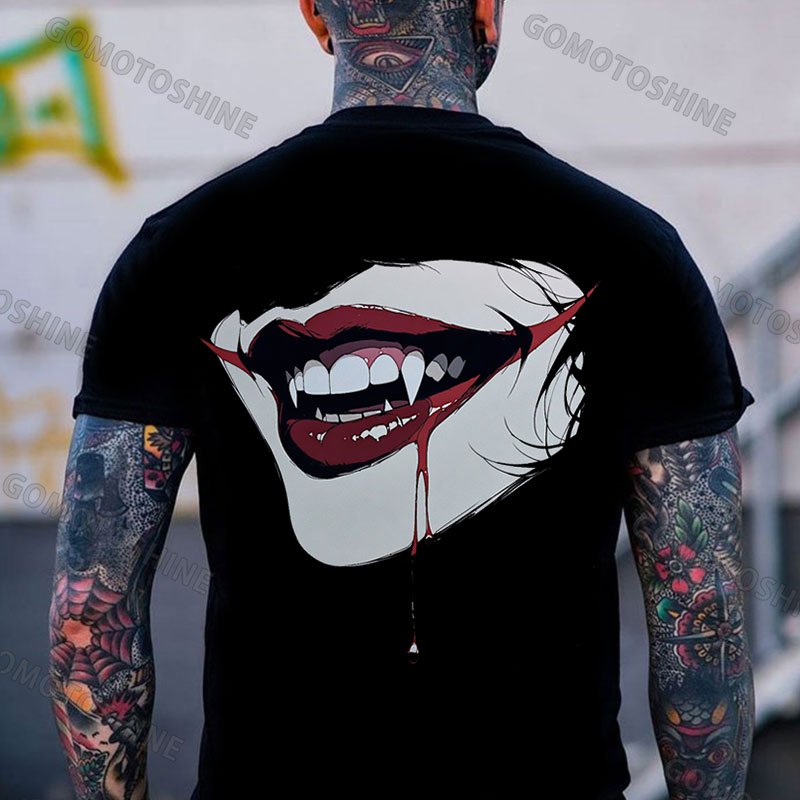 Vampire Mouth Print Men's T-Shirt