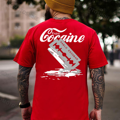 ENJOY COCAINE PABLO ESCOBAR Black Print T-shirt