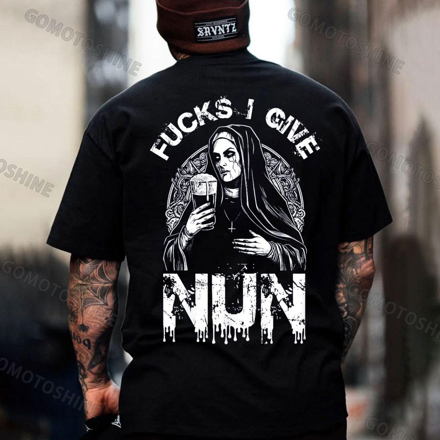 FUCKS I GIVE NUN Beer&Nun Print Men's T-Shirt