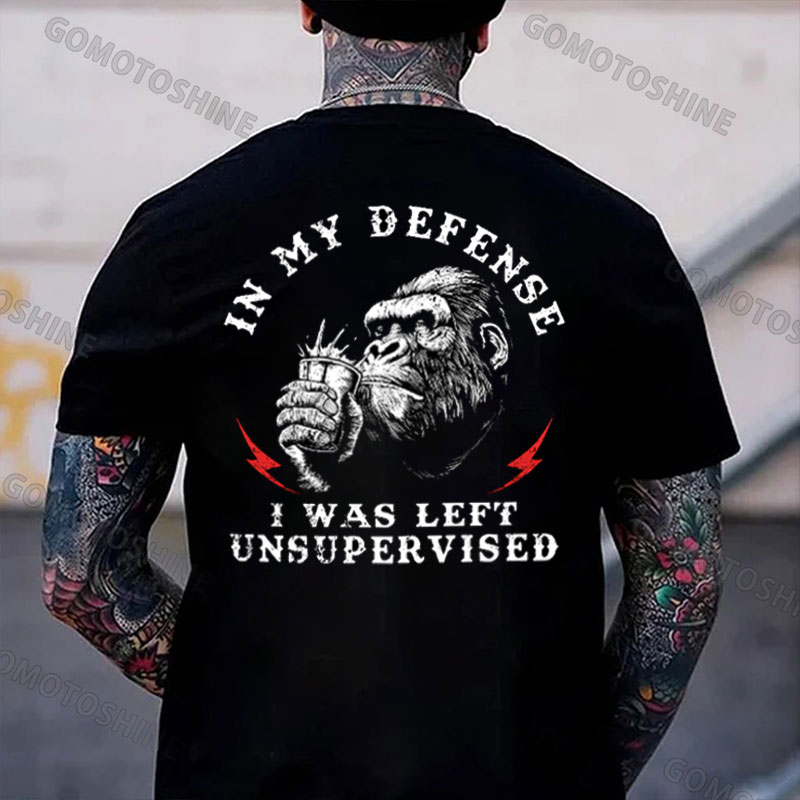 IN MY DEFENSE I WAS LEFT UNSUPERVISED Chimpanzee Print Men's T-Shirt