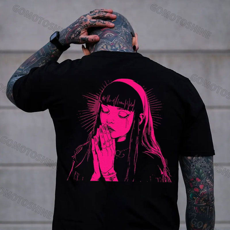 Praying Nun Print Men's T-Shirt