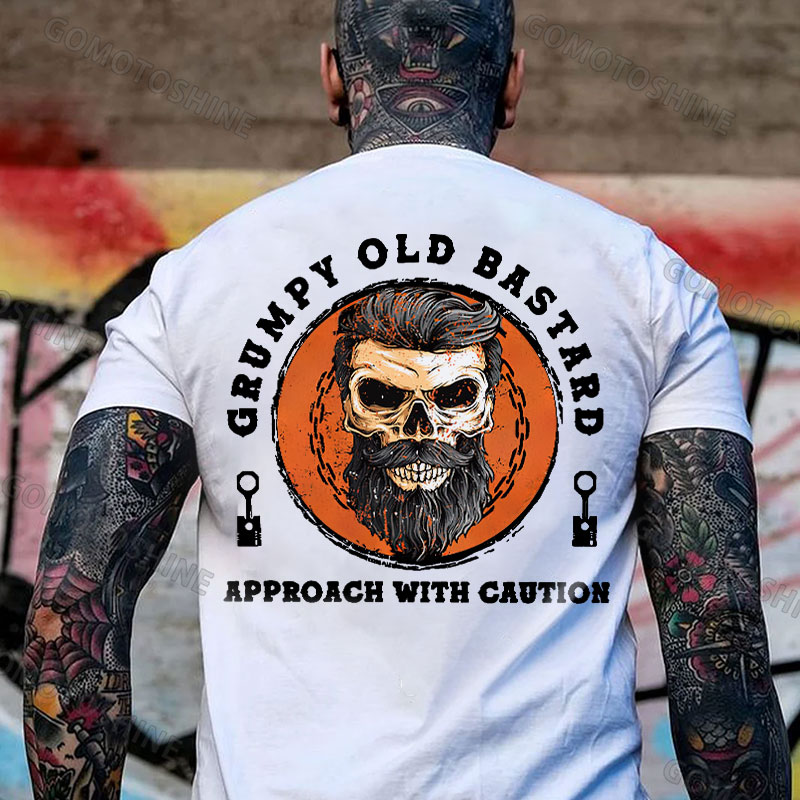 GRUMPY OLD BASTARD Skull With Beard Print Men's T-shirt